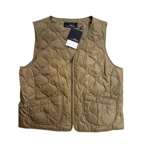 RLX Ralph Lauren Men's Quilted Vest XL Khaki Tan Full Zip Golf Outdoor MSRP $495